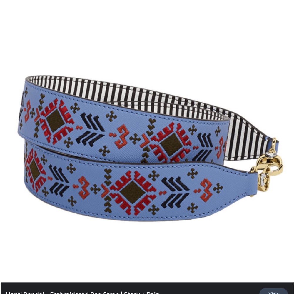 Henri Bendel Guitar Strap Country Blue Aztec Rare EUC
